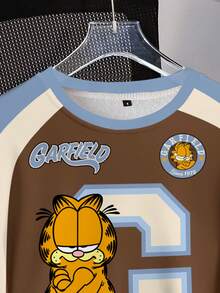 GARFIELD | SHEIN 女士休闲撞色猫咪印花圆领卫衣，秋季款 - 白色 - 查看 4