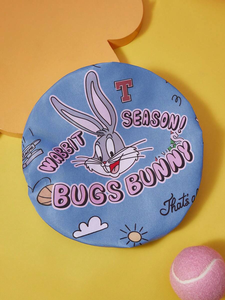 LOONEY TUNES X SHEIN Cartoon Rocket Bunny Pattern Ladies Shower Cap