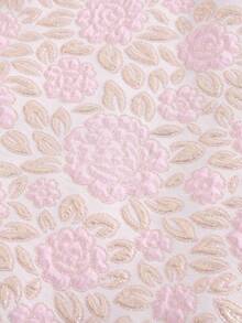 SHEIN 少女优雅提花编织弹力腰A字裙，适合日常穿着、聚会和派对，春秋季百搭之选。 - 粉色 - 查看 3