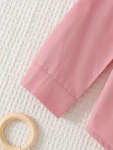 Cozy Pixies Conjunto de 2 piezas de chaqueta de punto con cuello y estampado de caballo de dibujos animados y pantalones de cintura elástica para niño pequeño - Rosa vieja - Ver 3