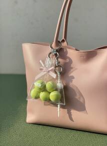 Joivida INS风包包，网球钥匙扣，小众可爱少女蝴蝶结包饰，汽车挂饰，圣诞节，情人节 - 彩色 - 查看 2