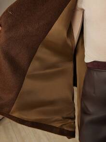 Aveloria Women's Wool Blend Triple Button Small Collar Cape With Slant Pockets, Daily Commute Jacket - Coffee Brown - View 8