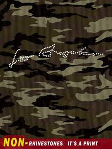 Glimmora Women's Rhinestone Letter Camo Print Fashion Bandeau Top - Multicolor - View 5