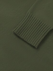 GlowEve Women's Blue Sweater, New Autumn/Winter Metal Button Asymmetrical Closure Cardigan, Versatile & Minimalist Design For Commuting - Army Green - View 6