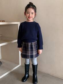 DAZY Young Girl's Loose Casual Plaid A-Line Skirt