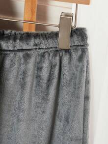 Flannel Teen Boys Loungewear 2-Piece Set - Dark Gray SLEEP Pajamas Warm Letter Print Crew Neck Design Dark Gray Minimalist Style Color Ultra Soft Flannel Fabric Long Sleeve Crew Neck Top Loose Pants Letter Combo Social Media Style Minimalist Spring Autumn Winter Holiday Essential Teen Boys Home Set Teen Pajamas Winter Pajamas  2026 New Year Teen Boys Pajama Sets Boys Lounge Set - Dark Grey - View 5