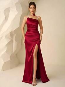 Coutiva 正式晚礼服（装饰繁复） - 酒紅色 - 查看 3