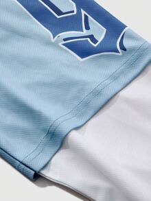 ROMWE MEN Street Life Áo thun cổ chữ V 2 trong 1 in số và chữ thể thao thường ngày dành cho bé trai tuổi teen, Xuân/Thu - Nhiều màu - Xem 3