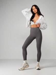 MISSGUIDED Cinched Waist Full Zip Hooded Sweatshirt With Drawstring Detail Cozy Fall Winter Casual Layering Top - Grey - View 3