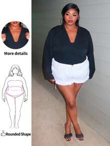 Enliva Plus Size Casual Versatile Commuter Solid Color Cropped Blazer, For Apple Rounded Body Shape - Black - View 1