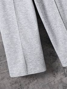 SHEIN Tween Boy Grey Baggy Sweatpants,Winter School Casual Street Fashion Pleated Comfortable Straight Leg Pants,Suitable For Commuting,Sports,Spring/Autumn - Light Grey - View 6