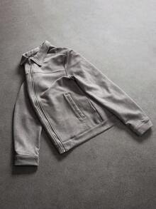 SLATEMANN Men's Casual Simple Solid Color Jacket, Autumn, For Fall - Grey - View 3