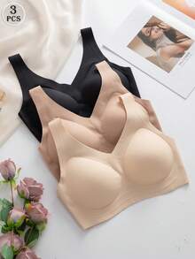 3件套优雅舒适无缝文胸，女士款，多色可选 - 彩色 - 查看 4