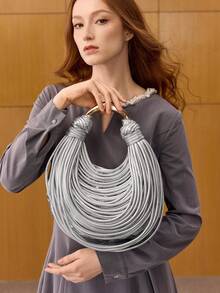 MOTF PREMIUM BOLSO DE MANO DE MUJER CON NUDO DE CUERDA - Plateado - Ver 5