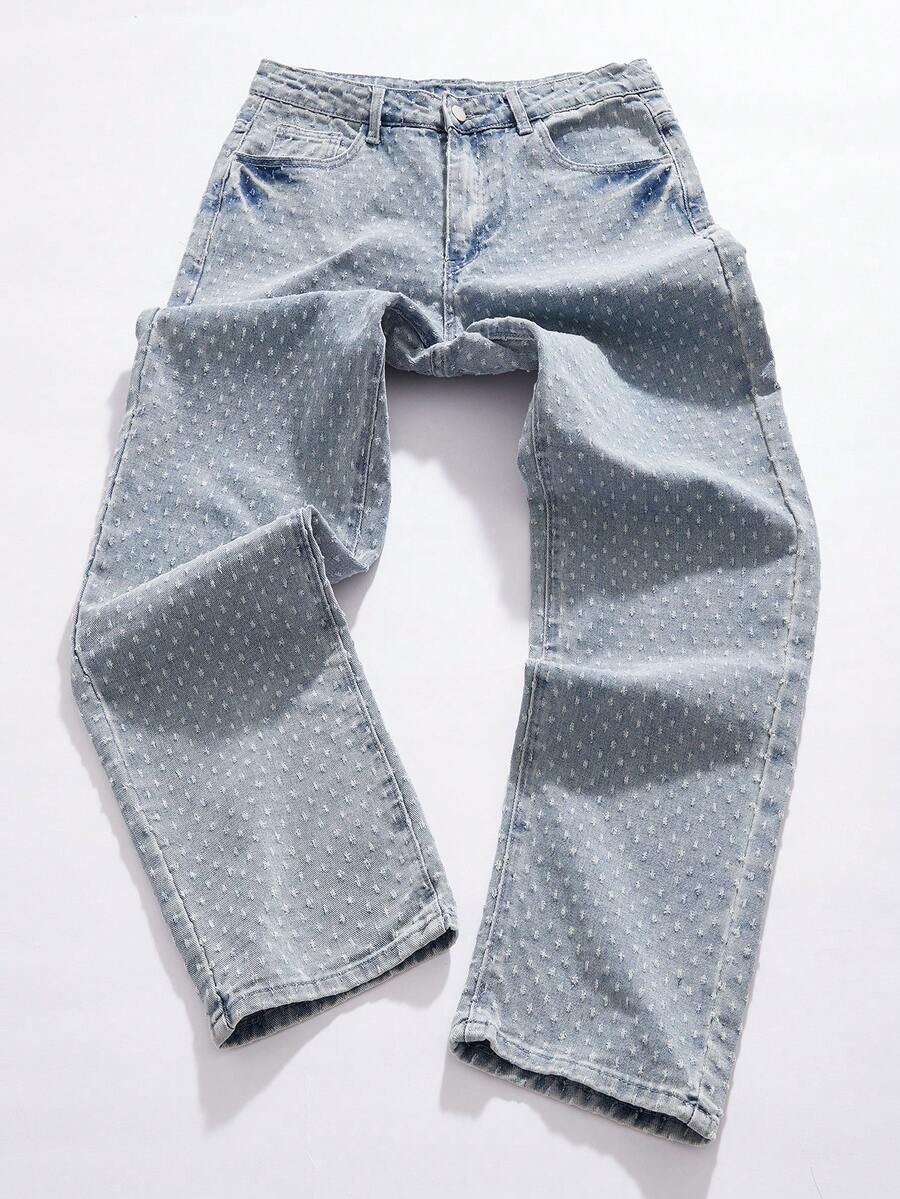 StoneGrade Quần Jeans Nam Ống Đứng Dài Giặt Chấm Bi Xanh Dương Nhẹ, Quần Jeans Cargo Nhẹ, Dành Cho Chồng, Quà Tặng Bạn Trai - Màu xanh lam - Xem 1
