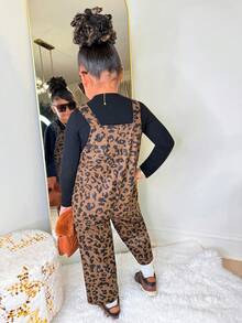 Young Girls Leopard Print Jumpsuit Pants, Cute Casual Versatile Outfit For Autumn/Winter