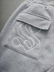 PAVTROS 男士弹力纯色街头风灰色保暖运动套装，男士运动服，男士两件套运动服，秋冬服装 - 淺灰色 - 查看 4