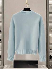 GlowEve Women's Blue Sweater, New Autumn/Winter Metal Button Asymmetrical Closure Cardigan, Versatile Commuting Style - Multicolor - View 2