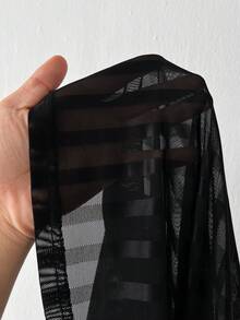 Rustia 大码女式拉链条纹衬衫，性感黑色 - 黑色 - 查看 7