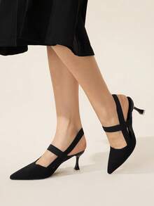 CUCCOO BASICS Women's Fashionable Elegant Charming Bow Rhinestone Decor Glitter Golden Pointed Toe Comfortable Party Banquet Pumps - Black - View 4