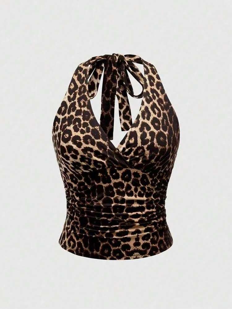 Top sin espalda con cuello de halter sexy para mujer talla grande para el verano - Multicolor - Añade 4