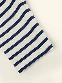 INAWLY 女士休闲条纹长袖上衣，秋季款 - 寶藍色 - 查看 4