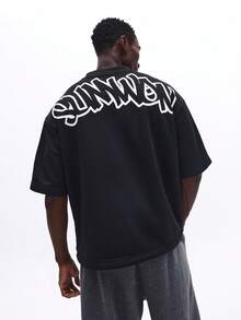 SUMWON Men's Regular Fit Short Sleeve Crew Neck T-Shirt With Large Back Graphic Print Summer Casual Tee Top - Black - View 2