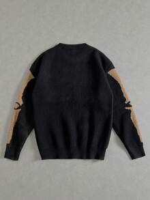 Manfinity ZONE917 Uomo Maglione con modello scheletro spalle cadenti - Cachi - Visualizzare 7