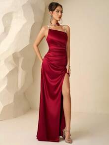 Coutiva 正式晚礼服（装饰繁复） - 酒紅色 - 查看 7