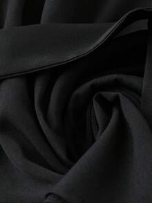 GlowEve CURVE Áo vest nữ cổ tròn màu trơn cỡ lớn, trang trí nút bấm, thanh lịch, thường ngày, công sở, quần ống rộng màu trơn, có túi, thanh lịch, thường ngày, dành cho nữ, bộ 2 món thời trang xuân/thu - màu đen - Xem 6