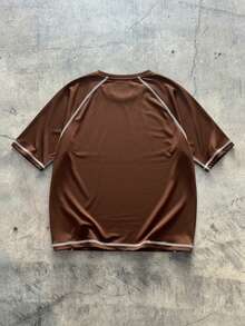 AXEPEAK 男士休闲撞色拼接短袖T恤，夏季 - 彩色 - 查看 3