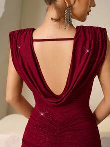 Coutiva Elegant Slit Neck Bodycon Bridesmaid Dress (Adult)