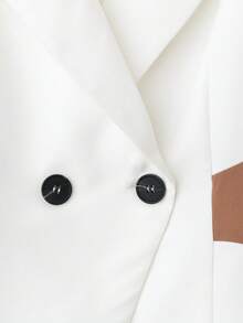 GlowEve Bộ vest đi làm thanh lịch tay dài cổ ve màu tương phản mùa thu cho nữ và quần - Nhiều màu - Xem 5