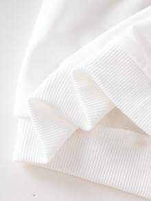 SHEIN Áo nỉ cổ tròn tay dài in họa tiết da báo và quần ống rộng cho bé gái mặc thường ngày - trắng - Xem 8