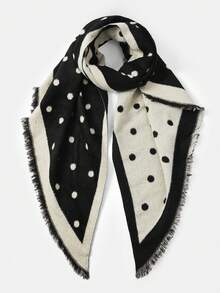 MOTF PREMIUM NEW POLKA DOT RAW TRIM SCARF - Black - View 3