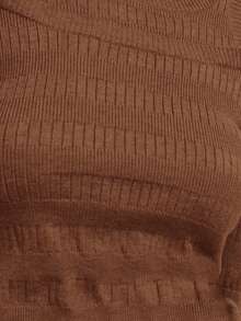 Nöista Cold-Shoulder Ribbed Knit Top With A Slim Fit. Soft, Stretchy, And Flattering-Perfect For Elegant Summer/Spring Break, Holiday Parties, Or Birthday For Elegant Gatherings. - Coffee Brown - View 4