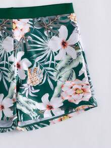 Swim Lushoire 女士夏季海滩度假热带印花比基尼泳衣和和服罩衫三件套