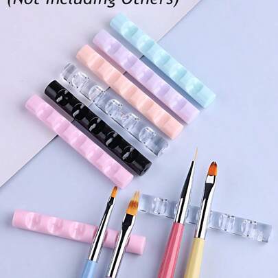 2支装美甲笔架，粉色透明美甲画笔5槽笔架，迷你便携式亚克力支架，美甲工具DIY美甲雕塑绘画铅笔画笔展示架