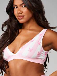 Missguided x Playboy 柔软舒适的兔子印花文胸，适合日常穿着 - 粉色 - 查看 4
