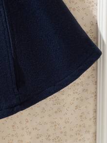 Souflis Souflis 2025新款优雅法式白色毛领藏蓝色超大羊毛大衣，女士款