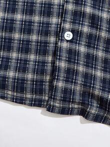 Teen Girls Pajamas-2 Piece Pajama Set Plaid Navy Blue White Long Sleeve Button Up Top With Lace Trim Chest Pocket Long Pants Sleepwear Loungewear Four Seasons Holiday 2026 New Year Must Have Cute Cozy Classic - Multicolor - View 5