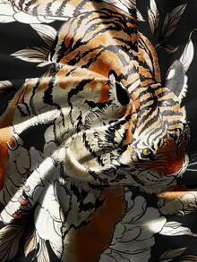 ROMWE Avant Tiger Graphic Sexy New Chinese Style Street Music Festival Crop Top For Women - Black - View 4