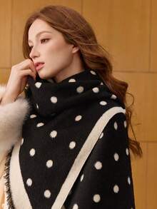 MOTF PREMIUM NEW POLKA DOT RAW TRIM SCARF - Black - View 6