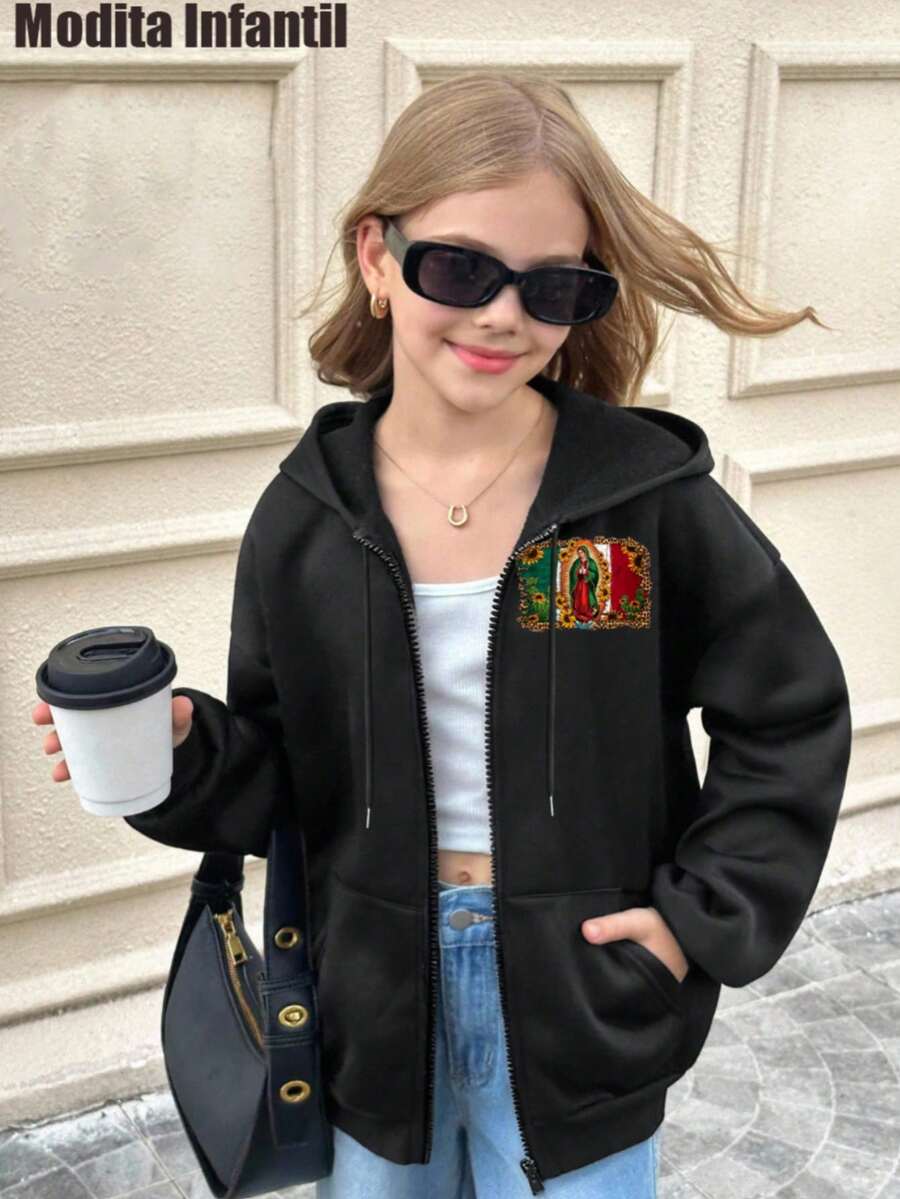 KID005|Navidad|1 pieza Abrigo infantil / Chaqueta con capucha para niños|Sudadera estampada elegante para edades de 3 a 15 años|Cómodo y cálido|Enviado desde México1 - Negro - Ver 1