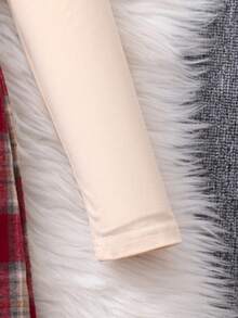 2pcs/Set Girls Plaid Long Sleeve T-Shirt And Skirt Set, Suitable For Outings, Street, Back To School, Campus Wear Kids Plaid Skirt Set Girls Plaid Skirt - Apricot - View 7