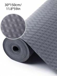 1 Roll Waterproof EVA Non Adhesive Non Slip Easy To Cut Gray Twill Design Shelf Drawer Refrigerator Cabinet Fridge Liners For Kitchen Home Organization Storage Washable - Grey - View 8