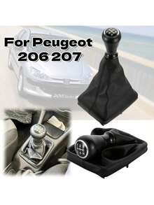 Núm chuyển số 5 tốc độ, cần số, cần gạt bóng, bọc cốp xe cho Peugeot 206 207, phụ kiện nội thất ô tô chất lượng cao - màu đen - Xem 1