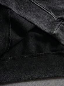 SLATEMANN Manfinity Streetrush 复古水洗休闲圆领运动衫男士街头时尚水洗长袖深灰色棉质运动衫，适合送给朋友、丈夫、男朋友的礼物，适合秋季 - 黑色 - 查看 8