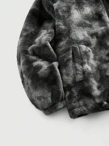 ROMWE MEN Street Life Men's Long Sleeve Collar Zip Pocket Casual Fleece Jacket, Suitable For Autumn/Winter