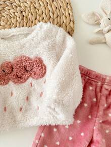 Newborn Baby Girl Cute Fluffy Long Sleeve Casual Pajama Set, Autumn/Winter - Multicolor - View 6